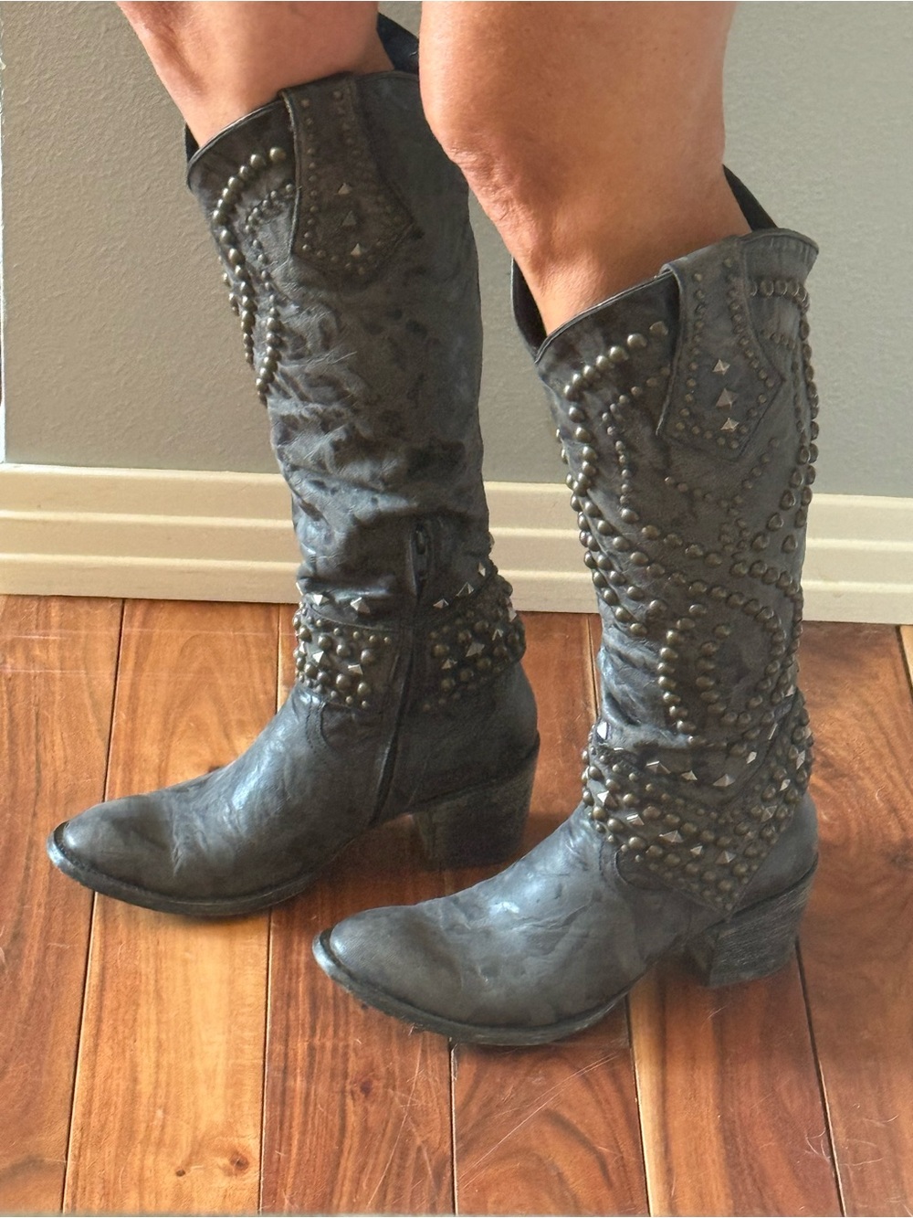 Old Gringo Black Studded Western Knee-High Boots